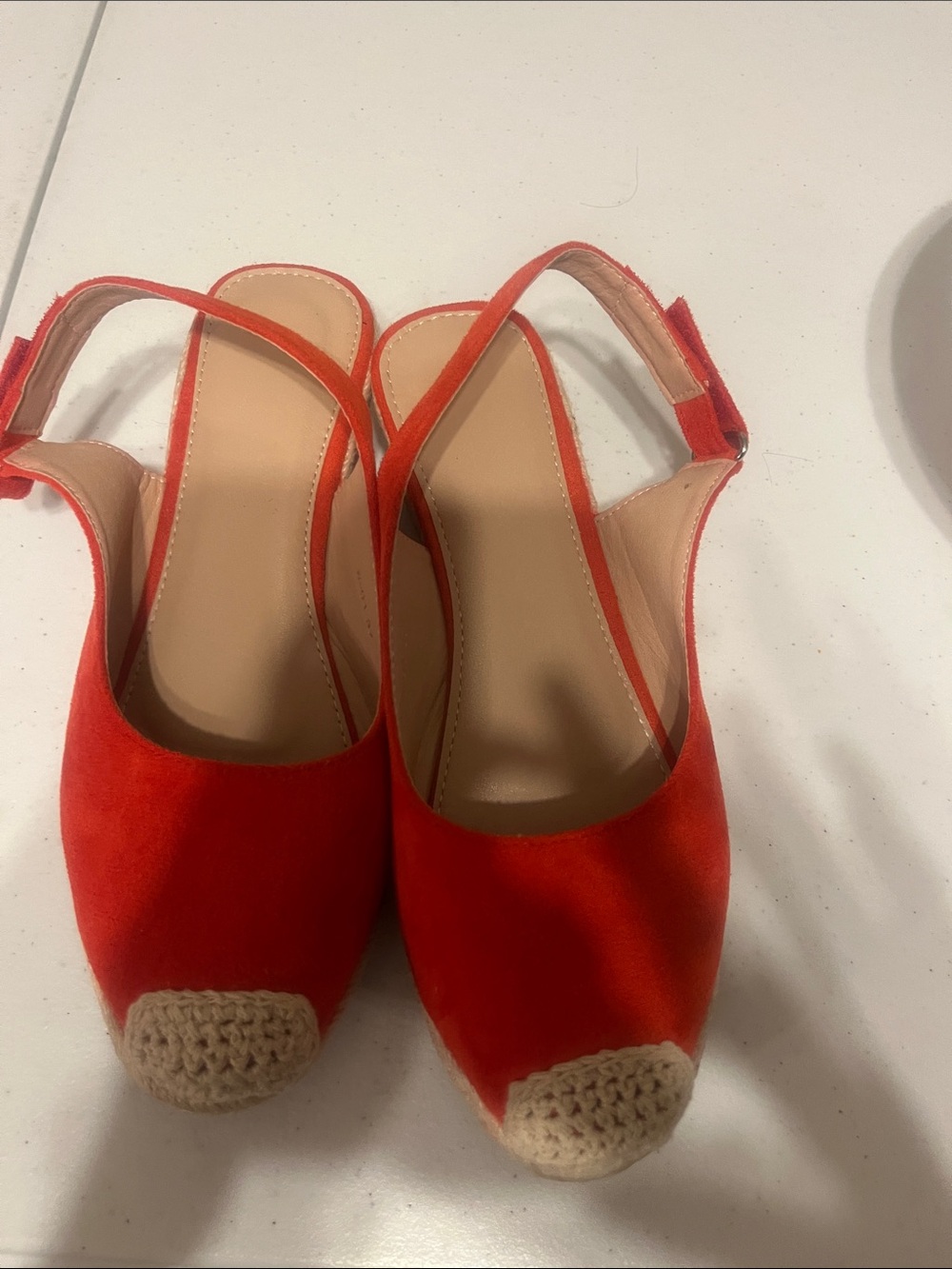 Orange Slingbackw Espadrille Flats - Women's Casual Summer Shoes 6.5